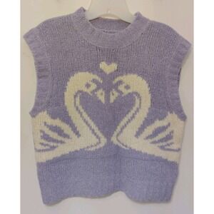 Arthur Apparel Swan Heart Vest Size 6 Purple White Valentine Scandi Minimal Love